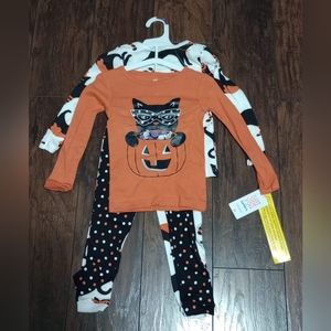 4 PC Carter's Toddler Girls Halloween Cat Pajama Set Size 2T